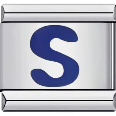 Wholesale 10pcs Italian Charm Bracelet 9mm DIY Splicing Removable Blue English Letters Stainless Steel Composable Bracelet