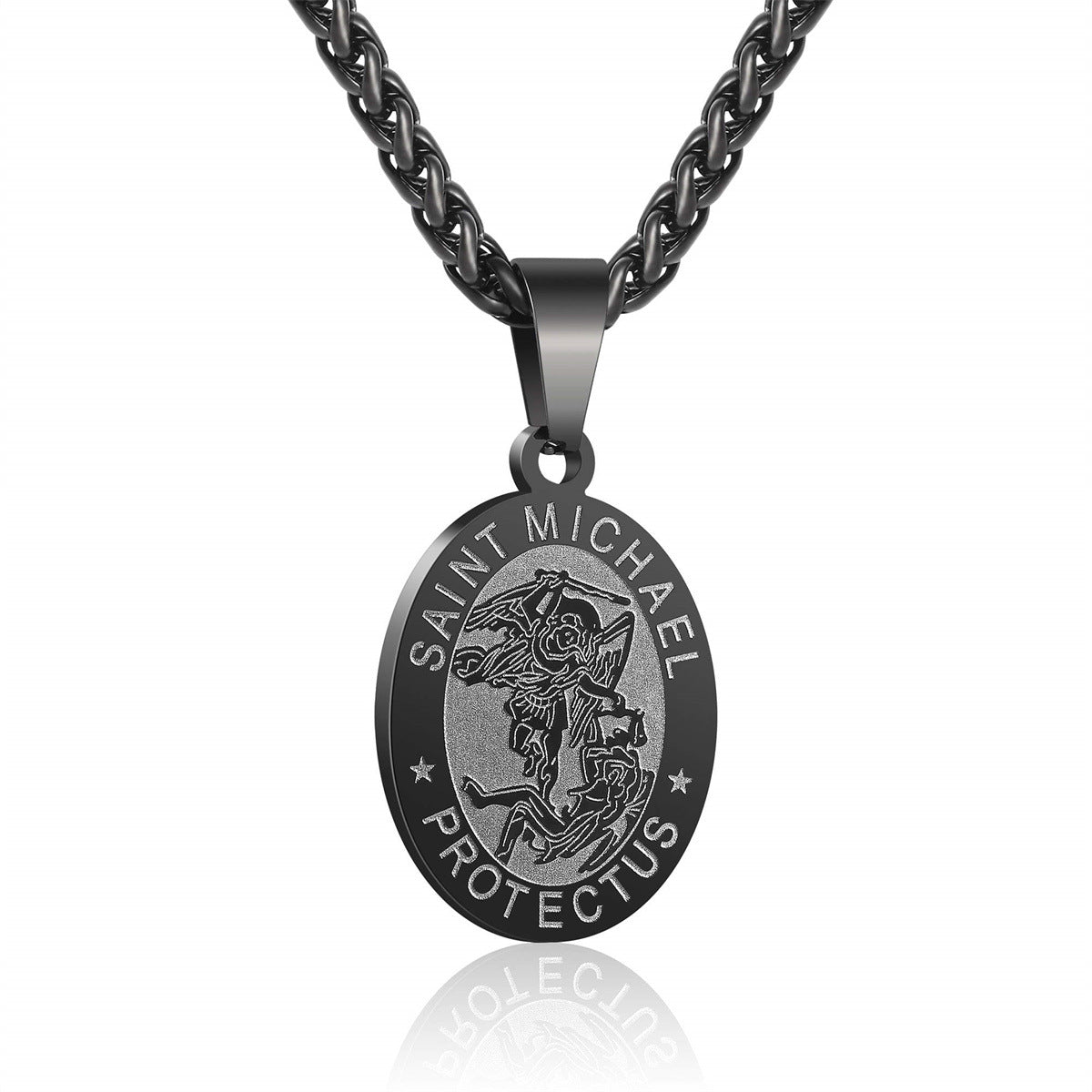 Wholesale double-sided portrait medal cross stainless steel pendant necklace
