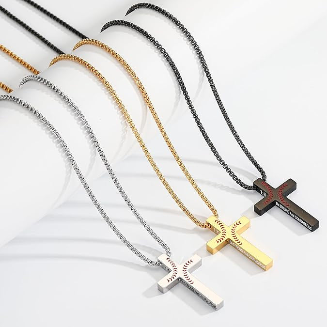 Wholesale Stylish Baseball Cross Necklace Stainless Steel Pendant Fashion Accessory for Men Gift Resale
