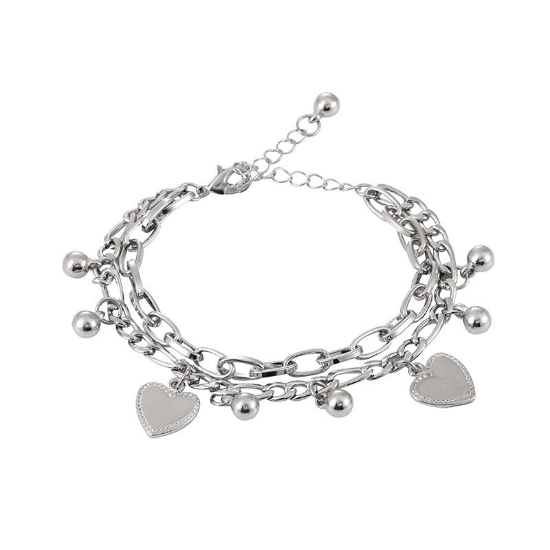 Wholesale Stainless Steel Heart Shape Double Layer Bracelet ACC-BT-MS005