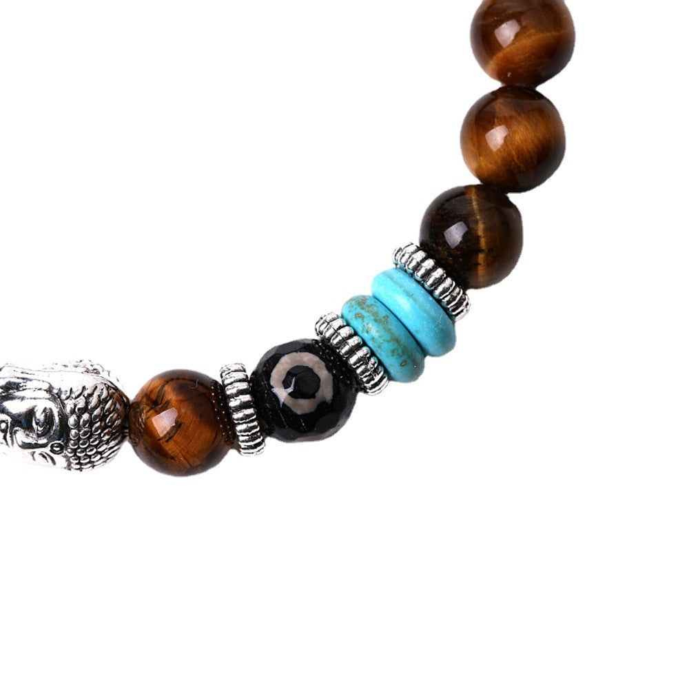 Wholesale Buddha Head Volcanic Stone Tiger Eye Stone Handmade Beaded Bracelet Miyuki Hand Made ACC-BT-ZhongH021
