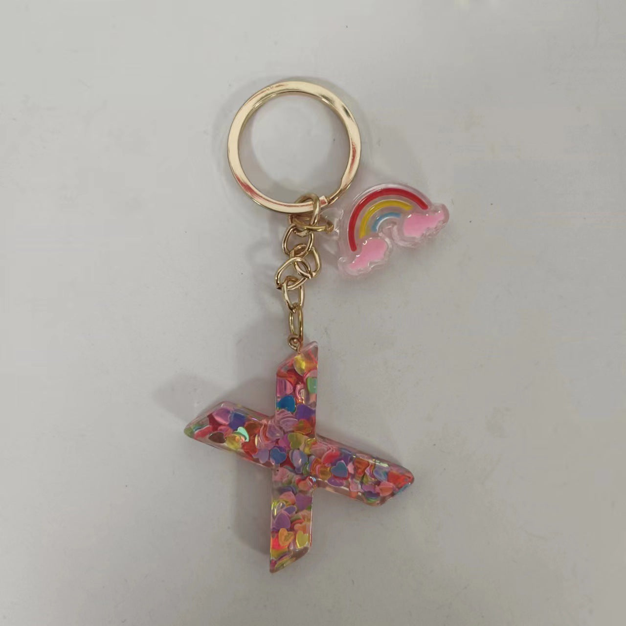 Wholesale Trendy Resin Alphabet Letter Keychains 26 A Z Iridescent Sequin Charm Set Party Gift Bag Charm Boutique Resale Accessory