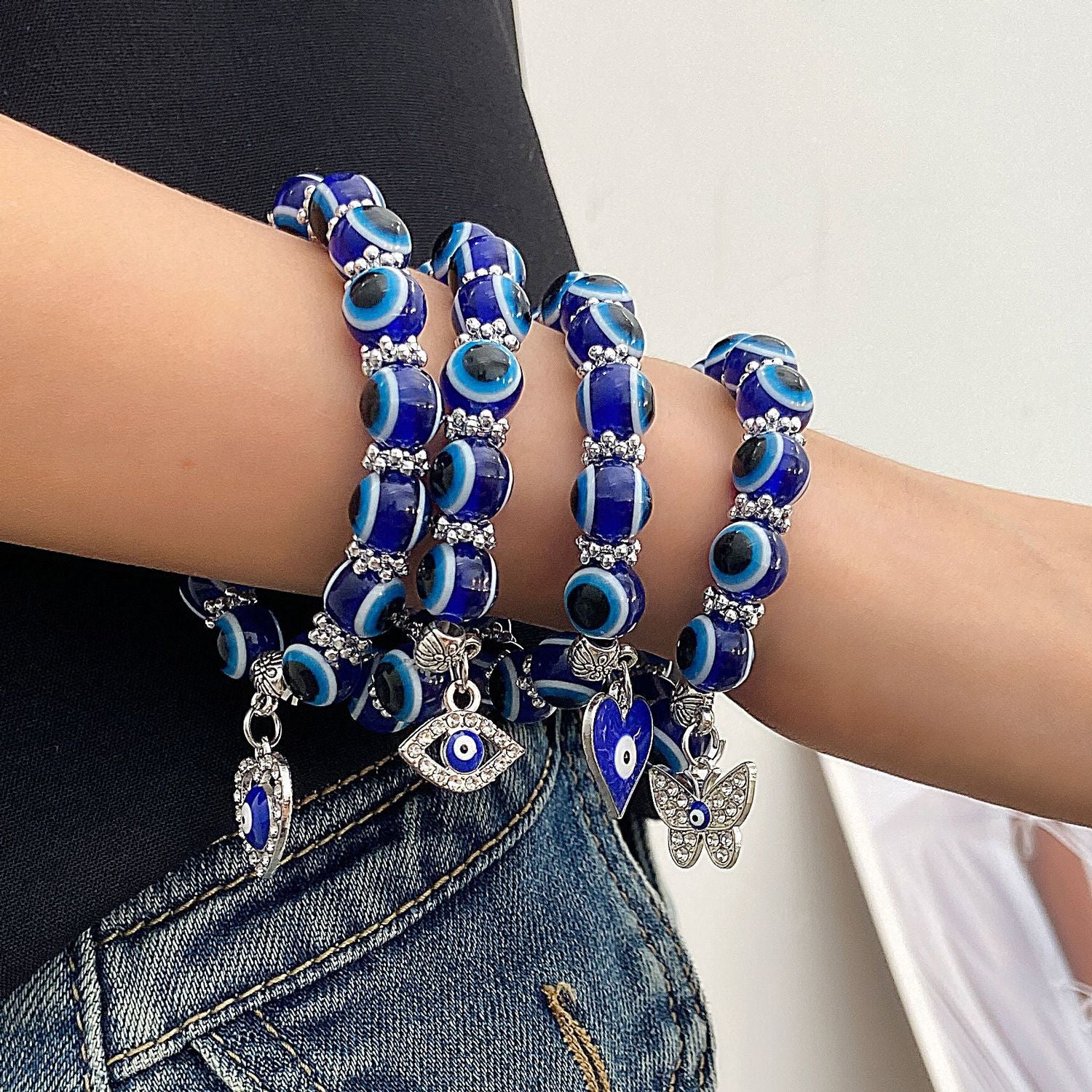 Wholesale Evil Eye Bracelet Butterfly Bracelets Love Resin Round Bead Bracelet ACC-BT-MY011