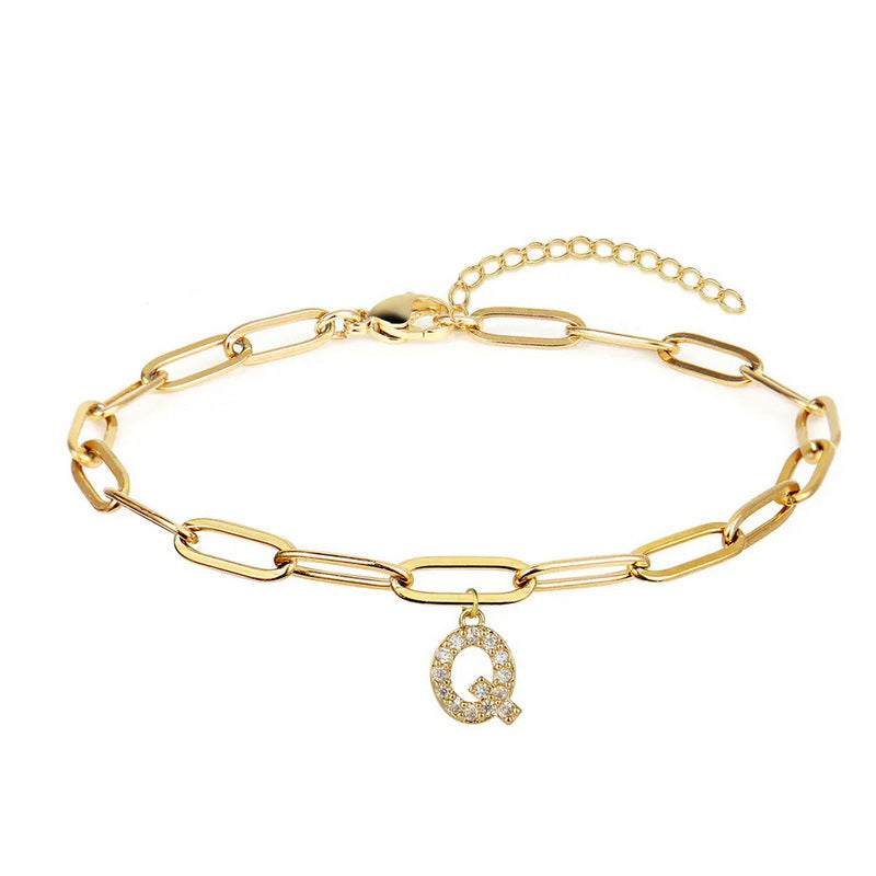 Wholesale 26 Letters Diamond Alloy Bracelet ACC-BT-YingHao003