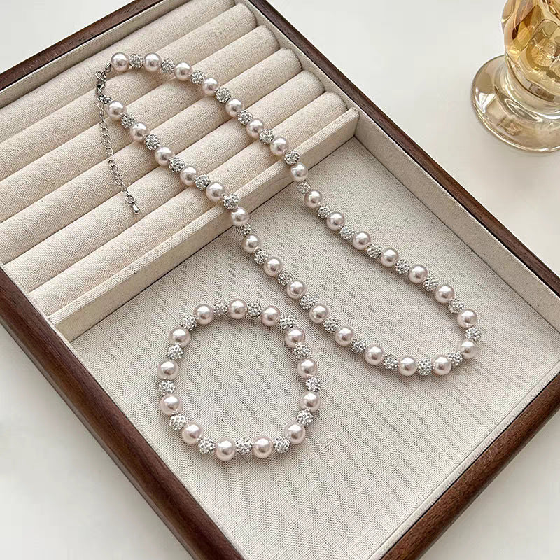 Wholesale Elegant Pearl Necklace For Women Copper Zircon Pendant Chic Collarbone Jewelry Boutique Resale Gift