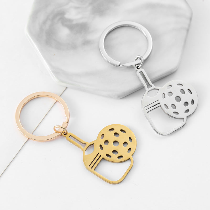 Wholesale Pickleball Racket Stainless Steel Keychains ACC-KC-JinZhu001