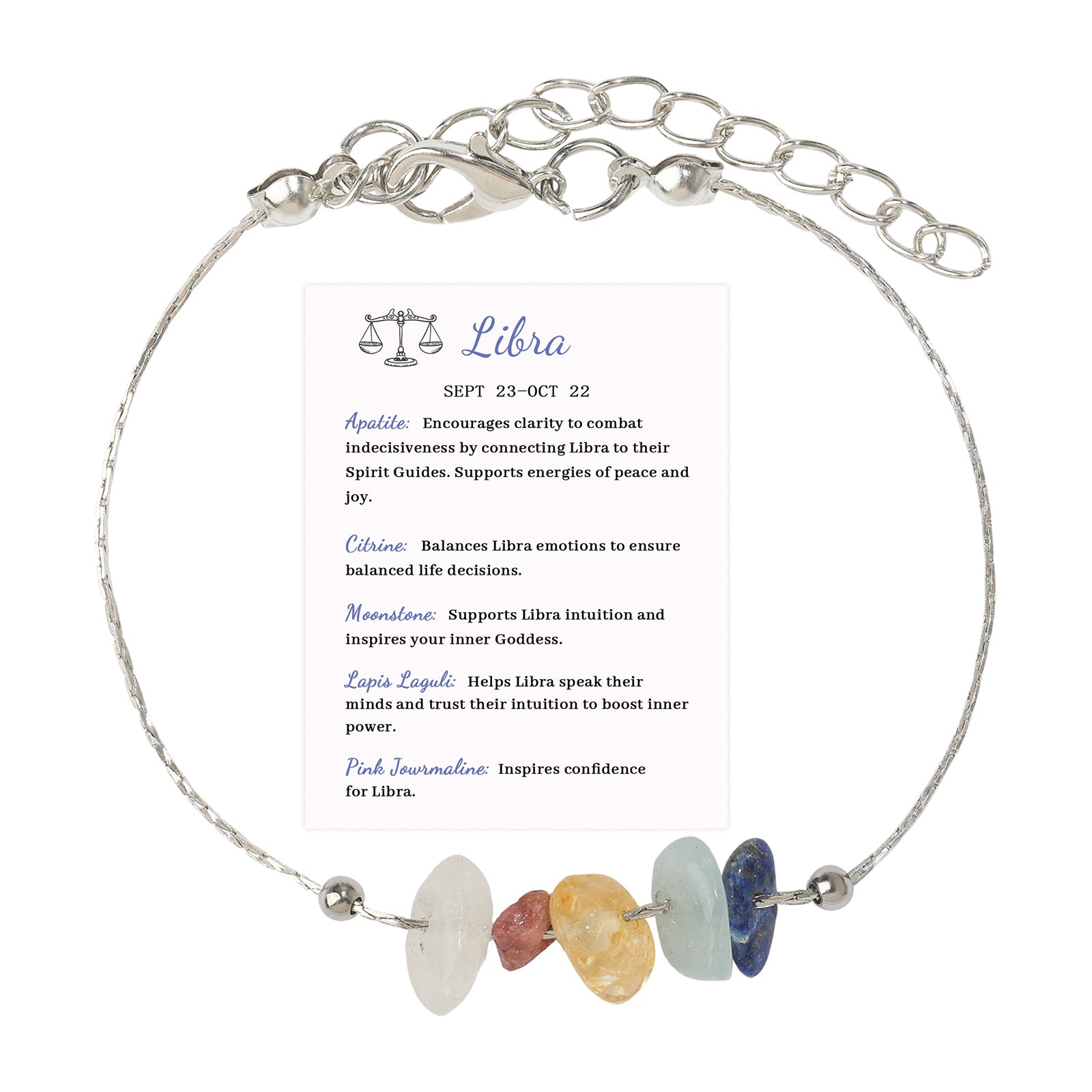 Wholesale 12 Constellation Bracelet Irregular Citrine Lapis Lazuli White Chalcedony Chain Adjustable Bracelet