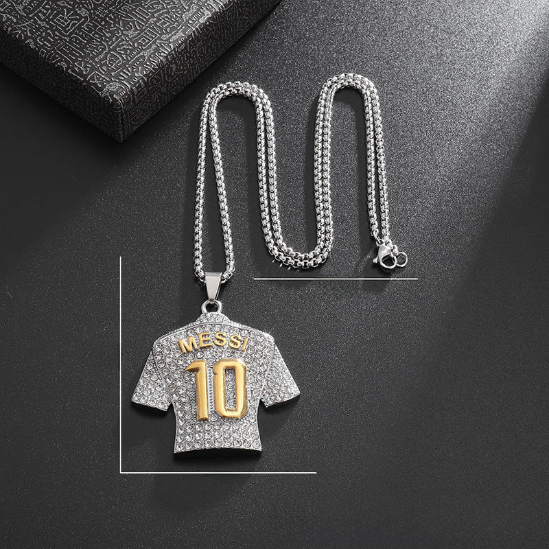 Wholesale   gold-plated diamond football pendant necklace