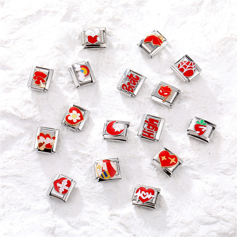 Wholesale Italian Charm Bracelet 9mm DIY Splicing Red Series Titanium Steel Composable Bracelet