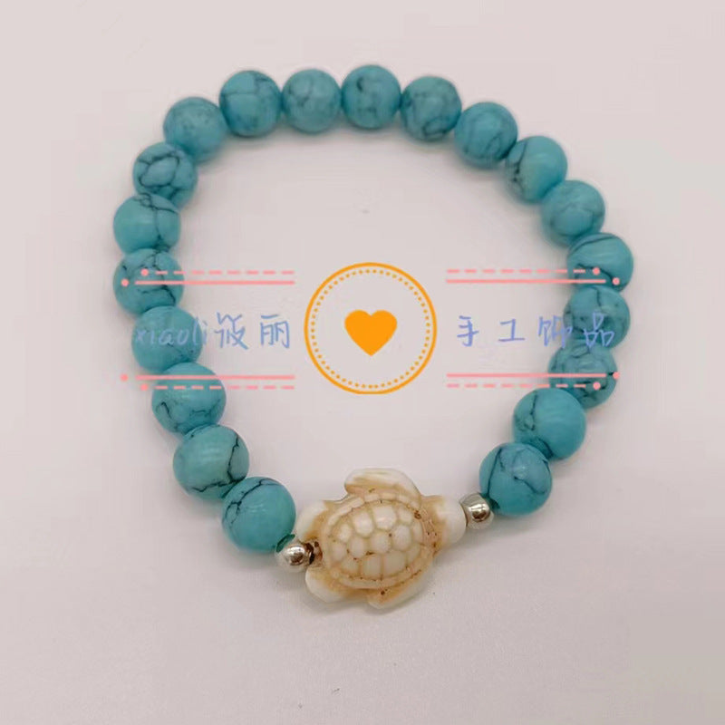 Wholesale Turtle Starfish Stretch Beaded White Turquoise Bracelet ACC-BT-Youl009
