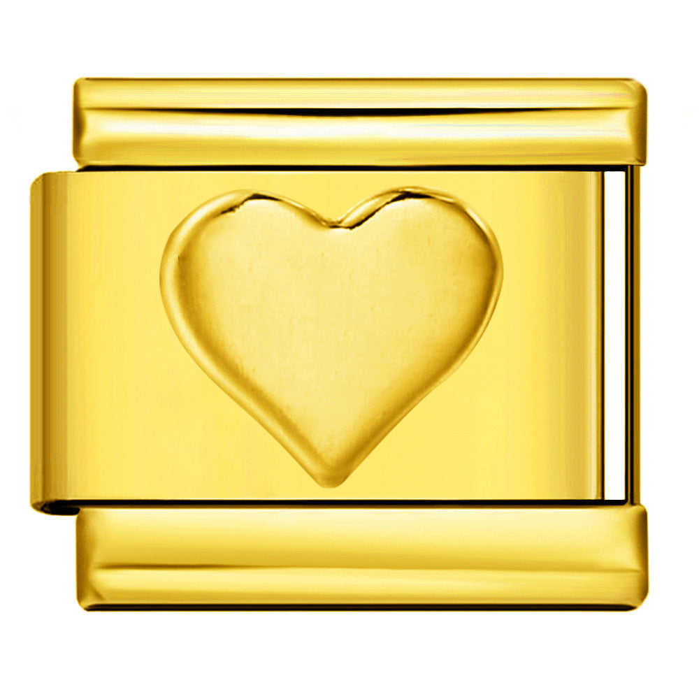 Wholesale Italian module Titanium steel full gold stamping series pattern DIY  bracelet