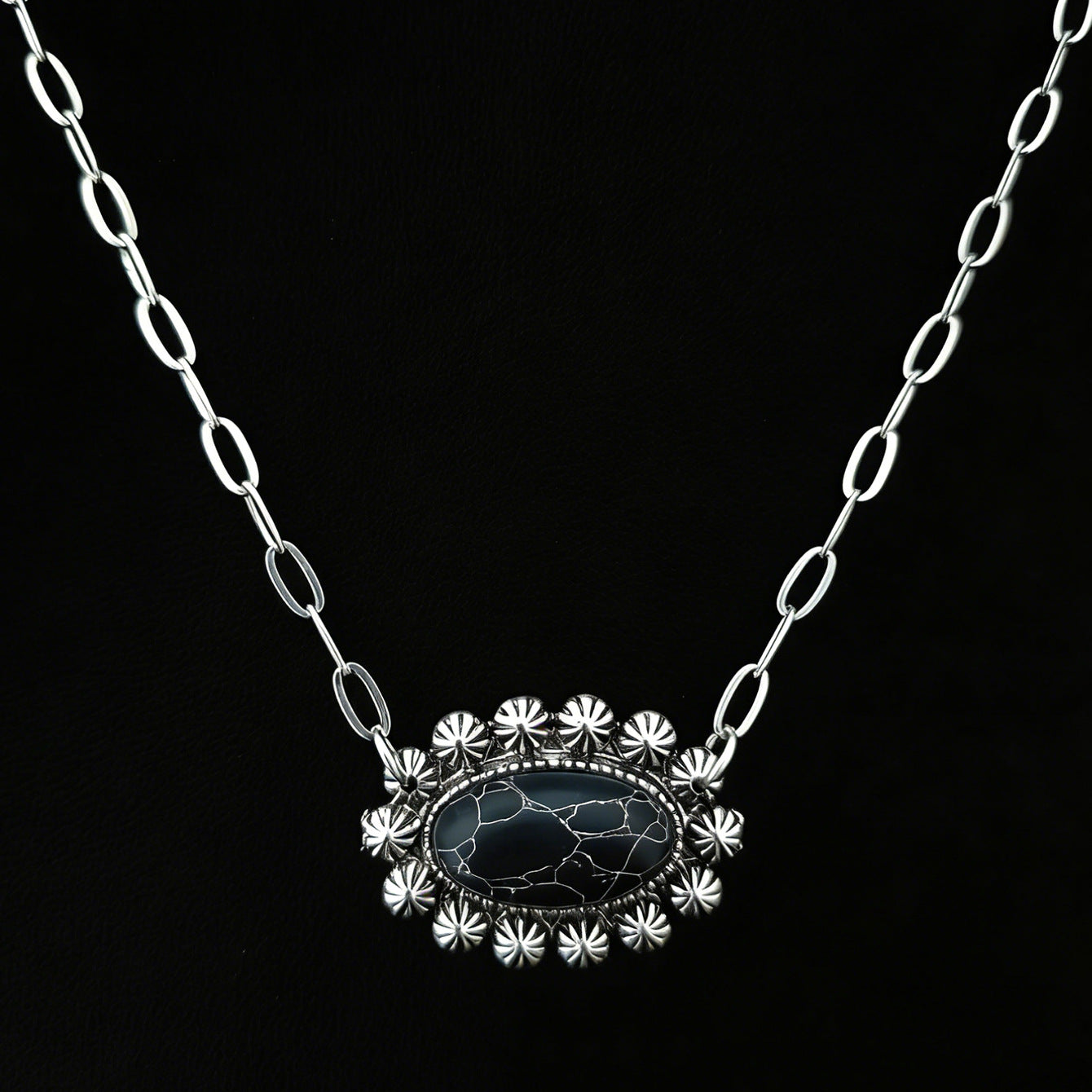 Wholesale Stylish Geometric Stone Pendant Necklace,  Vintage Chain Jewelry Accessory for Everyday Wear