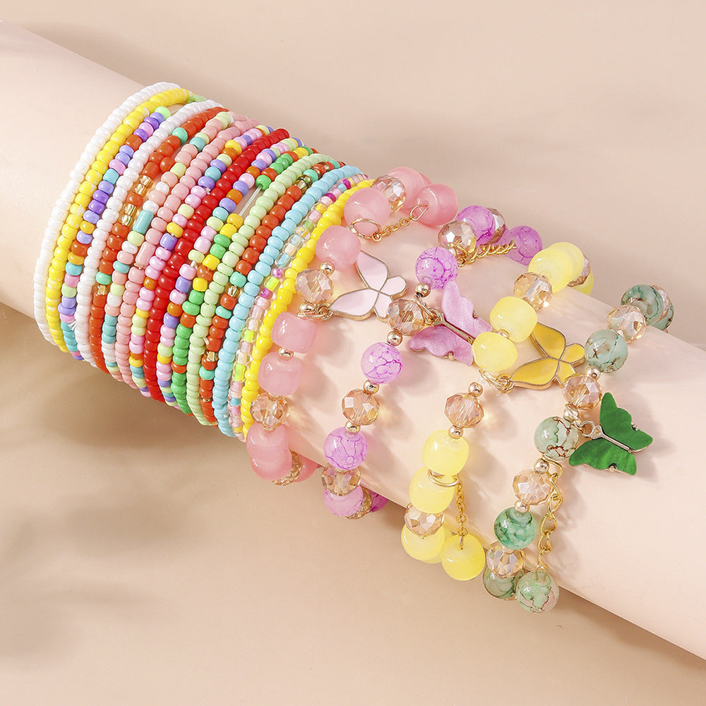 Wholesale  Bohemian style animal beaded bracelets butterfly rice bead bracelet