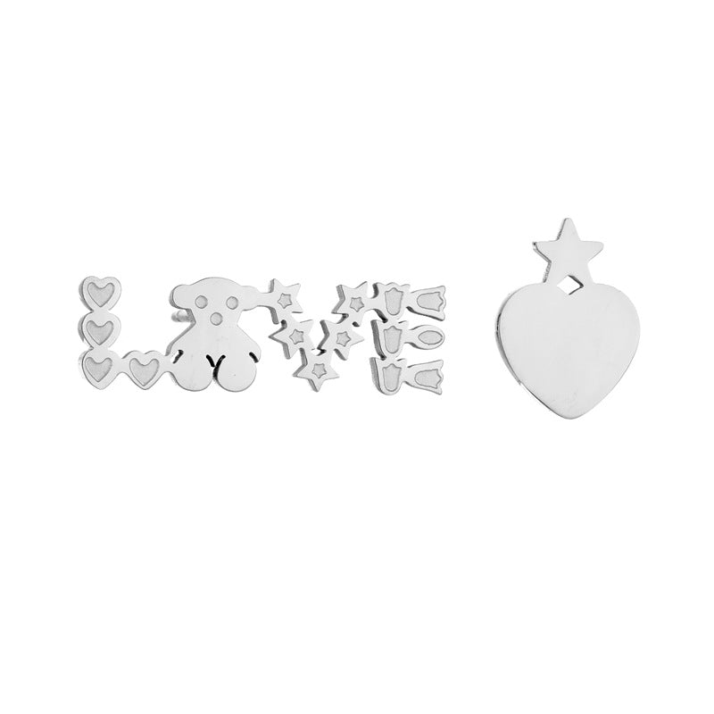 Wholesale  bear love letter necklace stainless steel jewelry