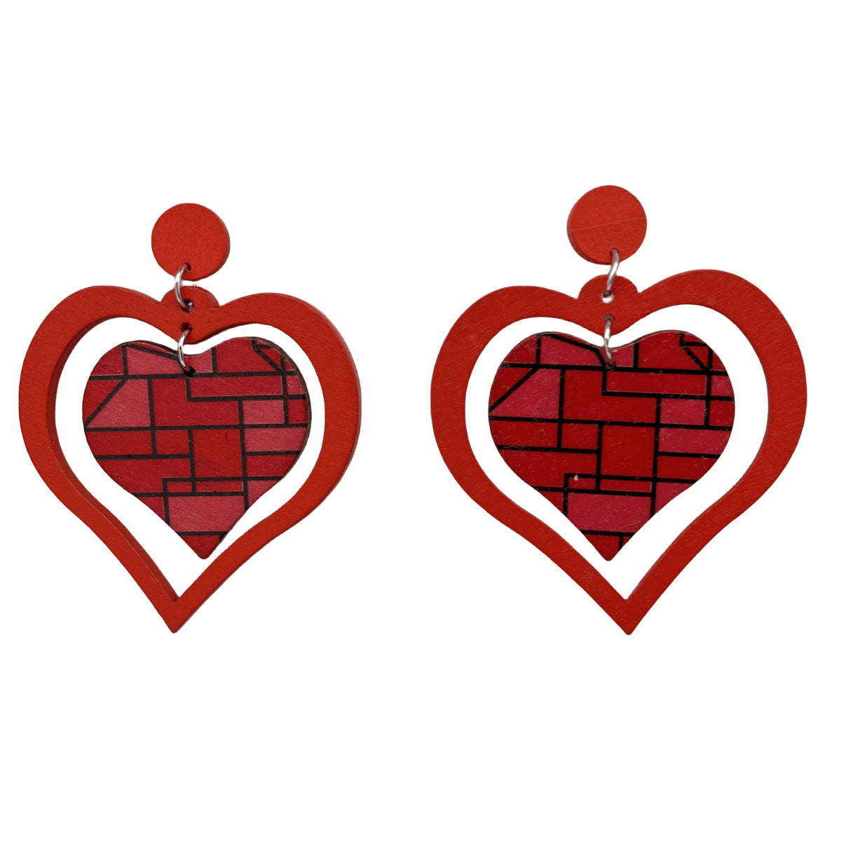 Wholesale Vintage Heart Shaped Wood Earrings ACC-ES-FX039