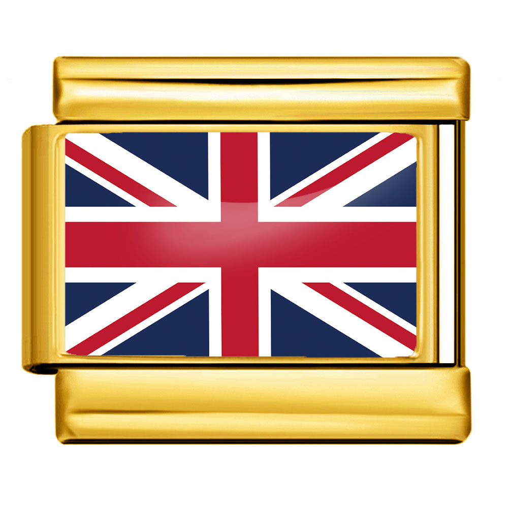 Wholesale Golden World Flag Photo Epoxy Italian Module Bracelet DIY Stainless Steel Elastic Strap Chain Bracelet