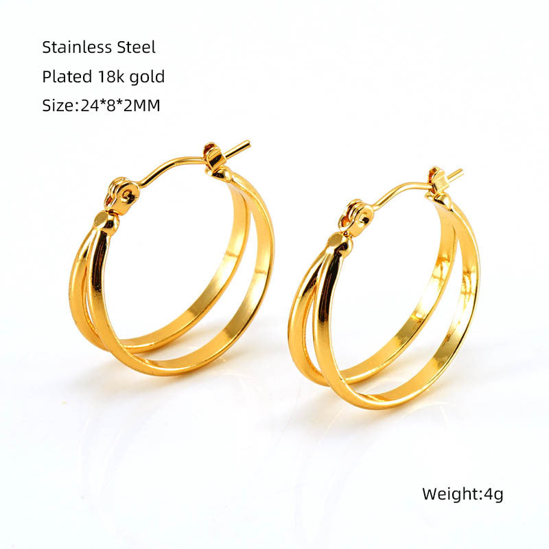 Wholesale  multi-layer C- shaped earrings  stainless steel  light luxury personalized earrings