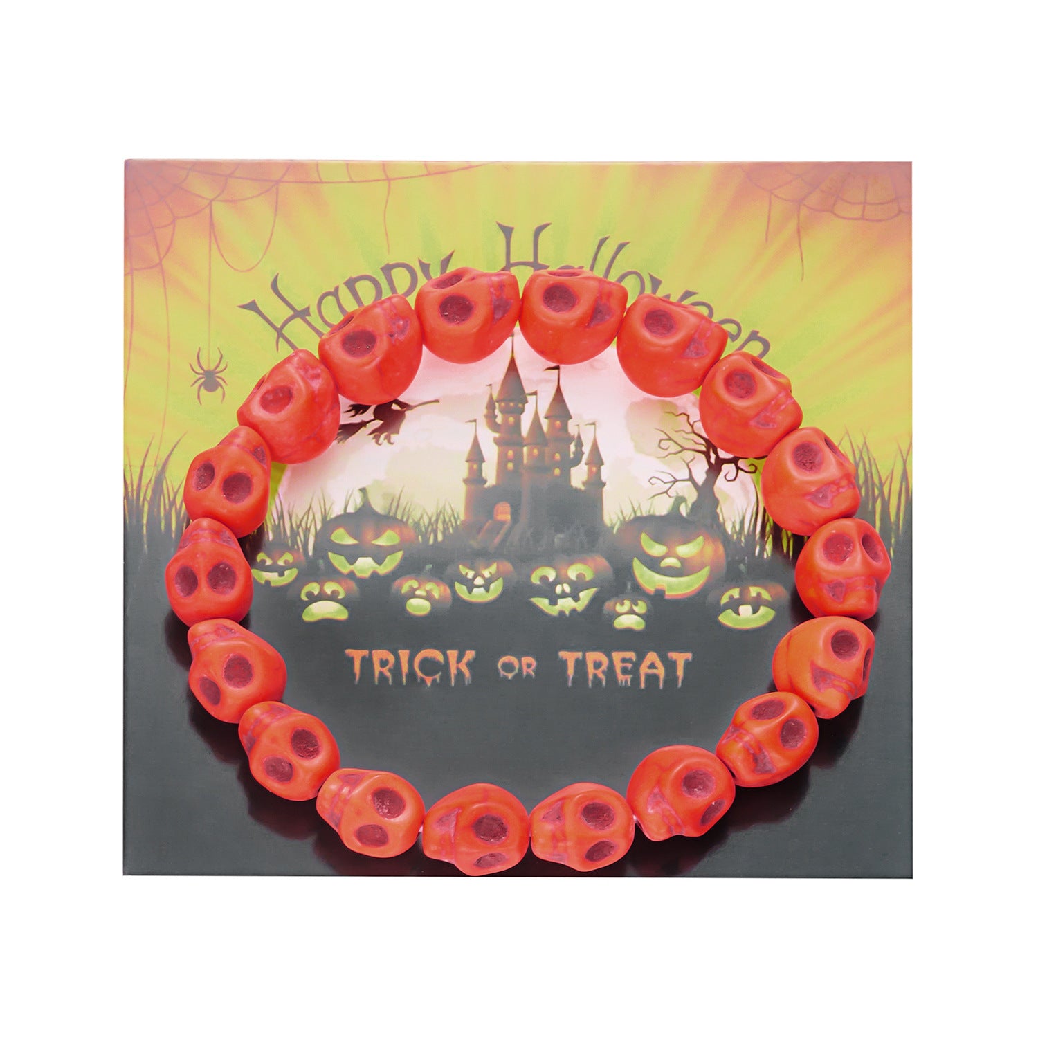 Wholesale Halloween Resin Beaded Bracelet Skull Paper Card Bracelet