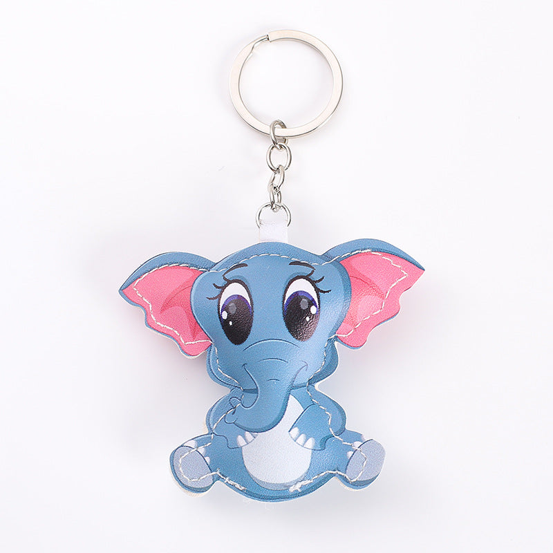 Wholesale Chic Artificial Leather Animal Keychains Cute Cat Dog Dinosaur Lucky Cat Fruit Pendants Decorative Gift Car Key Accessory