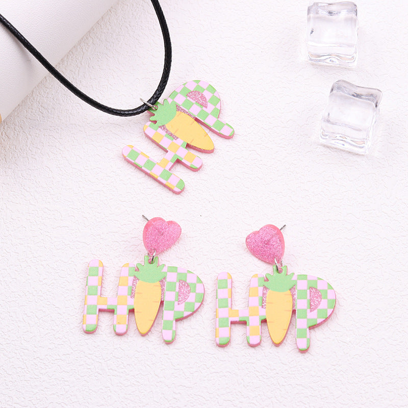 Wholesale Acrylic Easter Bunny Egg Earrings