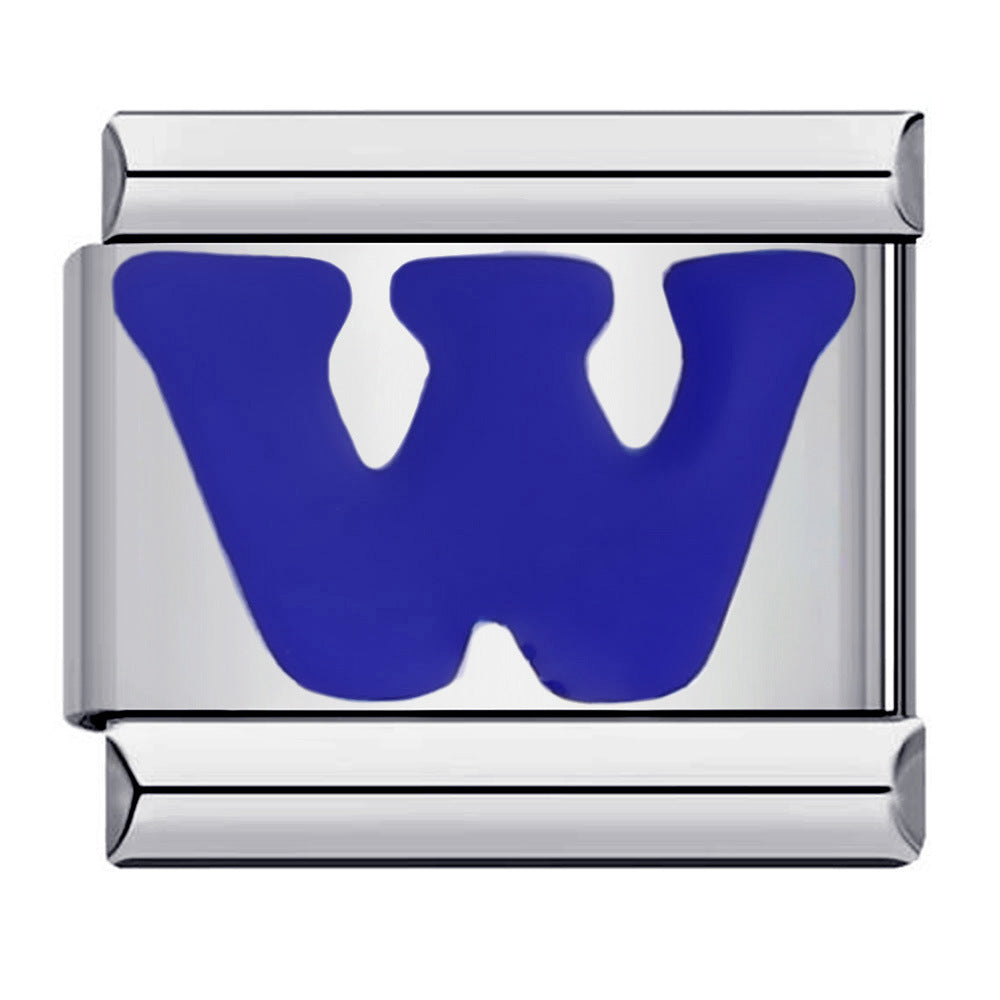 Wholesale Italian Charm Bracelet 9mm DIY Splicing Removable Blue English Letters Stainless Steel Composable Bracelet