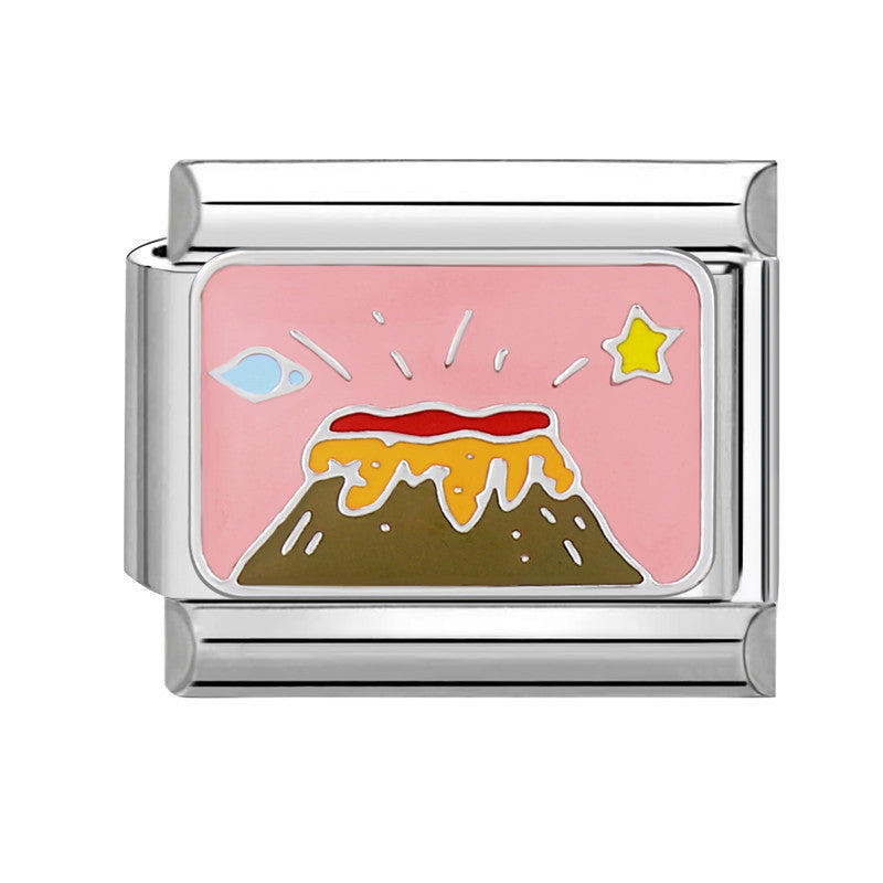 Wholesale Italian Charm Bracelet 9mm DIY Splicing Pink Green Series Titanium Steel Composable Bracelet