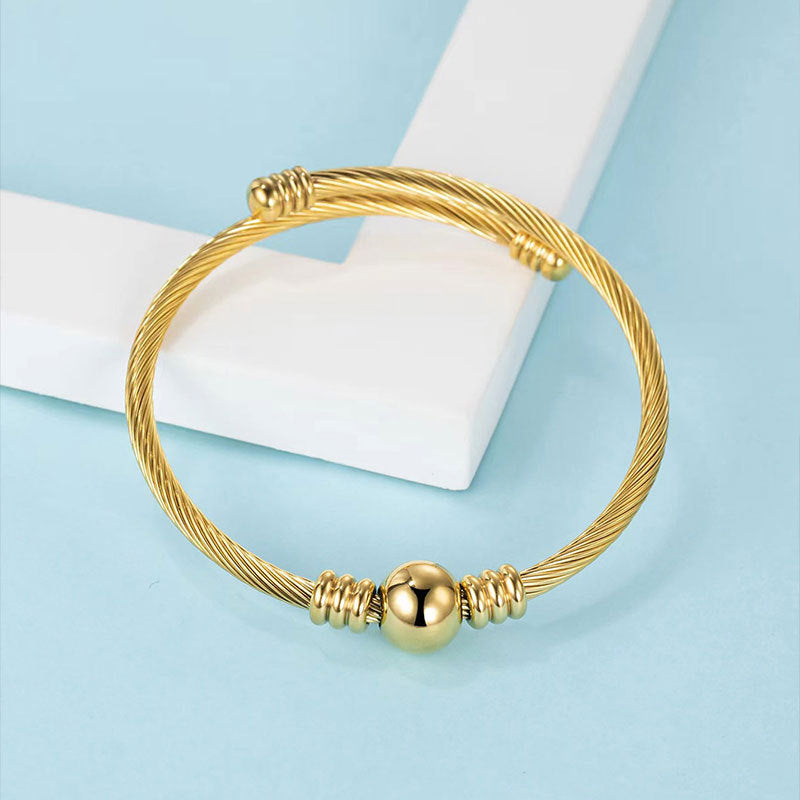 Wholesale Stainless Steel Beads Spiral Ring Bracelet ACC-BT-RuiX004