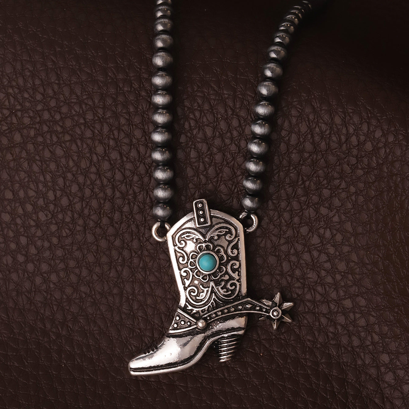 Wholesale Western Cowboy Turquoise Beaded Stackable Necklace,  Trendy Layering Jewelry Accessory