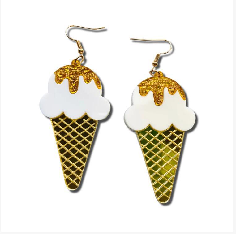 Wholesale Y2K Acrylic Pizza Ice Cream Cake Milk Tea Fried Egg Donut Peanut Butter Sushi Cookie Earrings