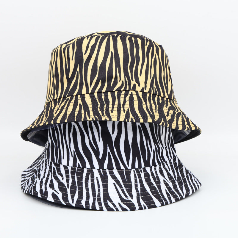 Wholesale  Retro Zebra Fisherman Hat Double-sided Leopard Digital Printed Bucket Hat