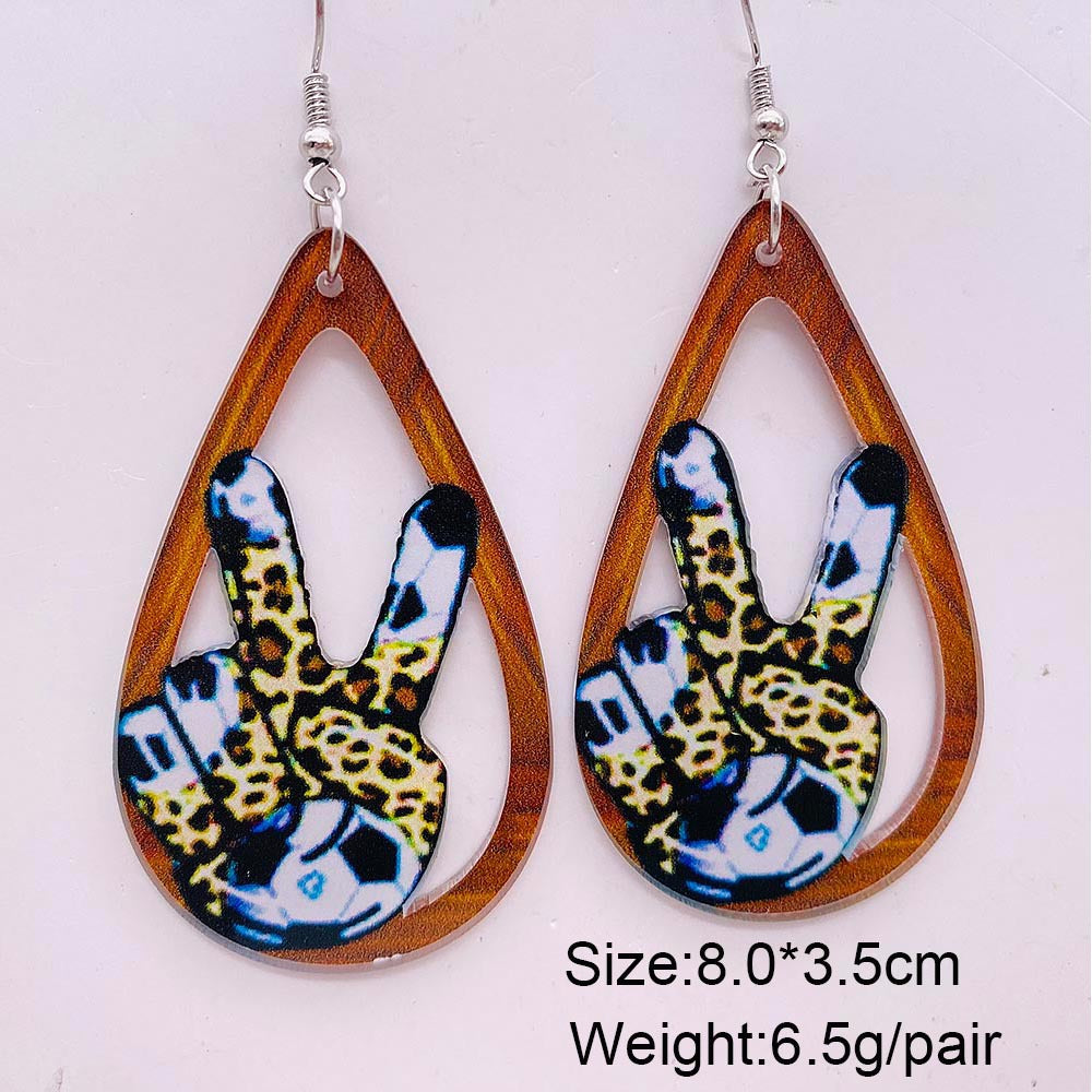 Wholesale  football acrylic earrings lovely U-shaped leopard print earrings