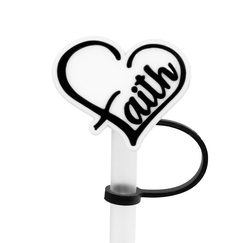 Wholesale 10pcs 7-8mm God Cross Silicone Dustproof Straw Stoppers Straw Tube Cap