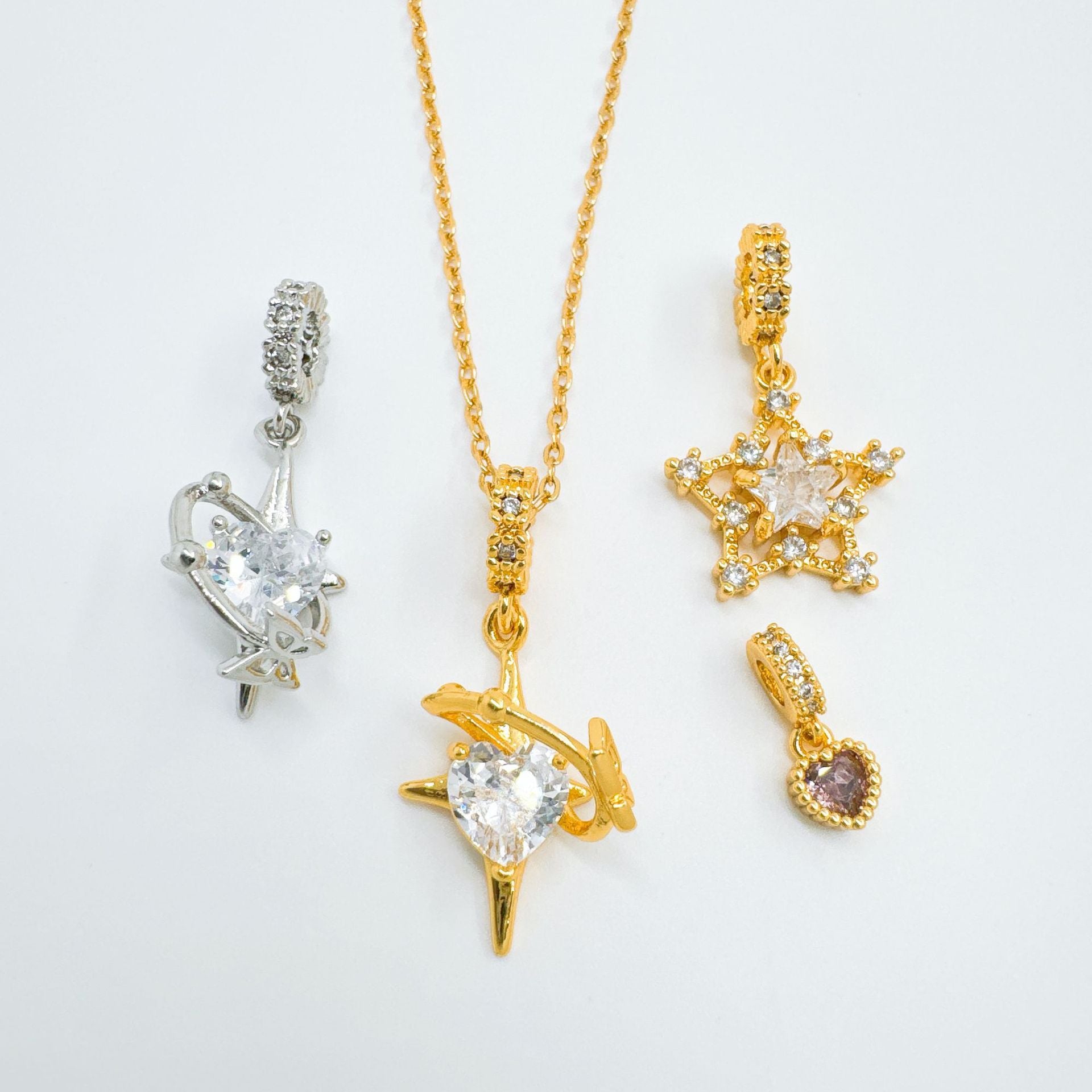 Wholesale Gold Plated Heart Cubic Zirconia Pendant Necklace Women Gift Jewelry Accessory