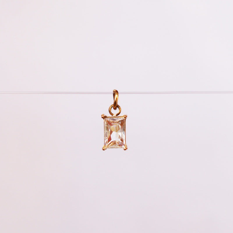 Wholesale stainless steel DIY twelve birthday stones colored zircon lock 18K gold plated pendant
