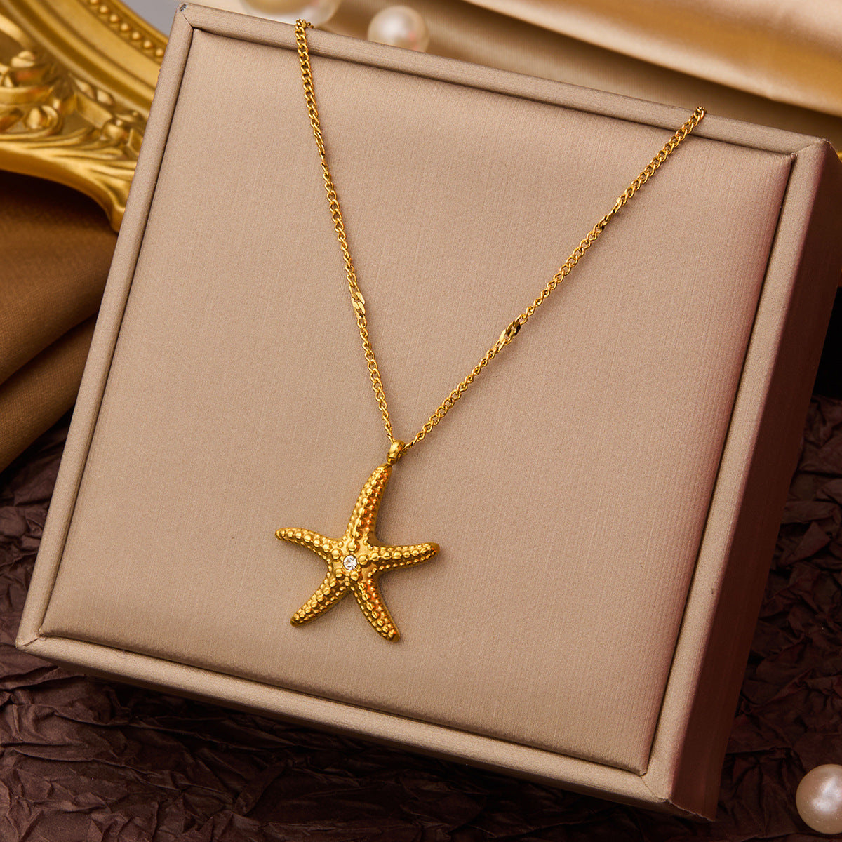 Wholesale Bow Heart Starfish Fashion Light Luxury Necklaces Titanium Steel Necklace ACC-NE-XuHao006