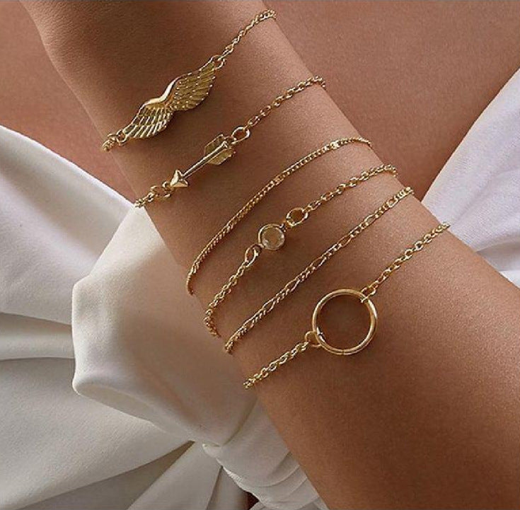 Wholesale Diamond Butterfly Stacked Chain Hip Hop Multi-Layer Bracelet ACC-BT-Gaot001