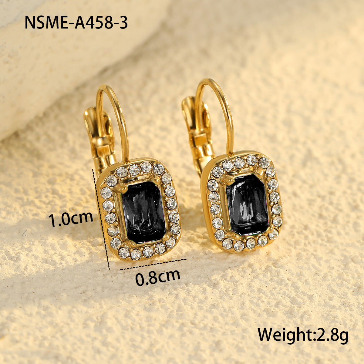 Wholesale Square zircon earrings stainless steel light luxury earrings