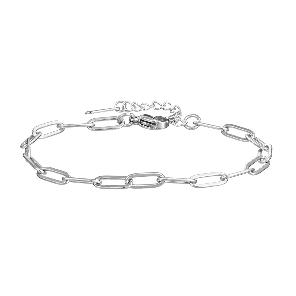 Wholesale Stainless steel flattened wire long cross bracelet