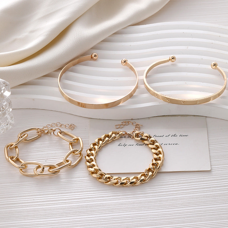 Wholesale Diamond Metal Geometric Creative Bracelet 4-piece Set ACC-BT-ChaoKai002