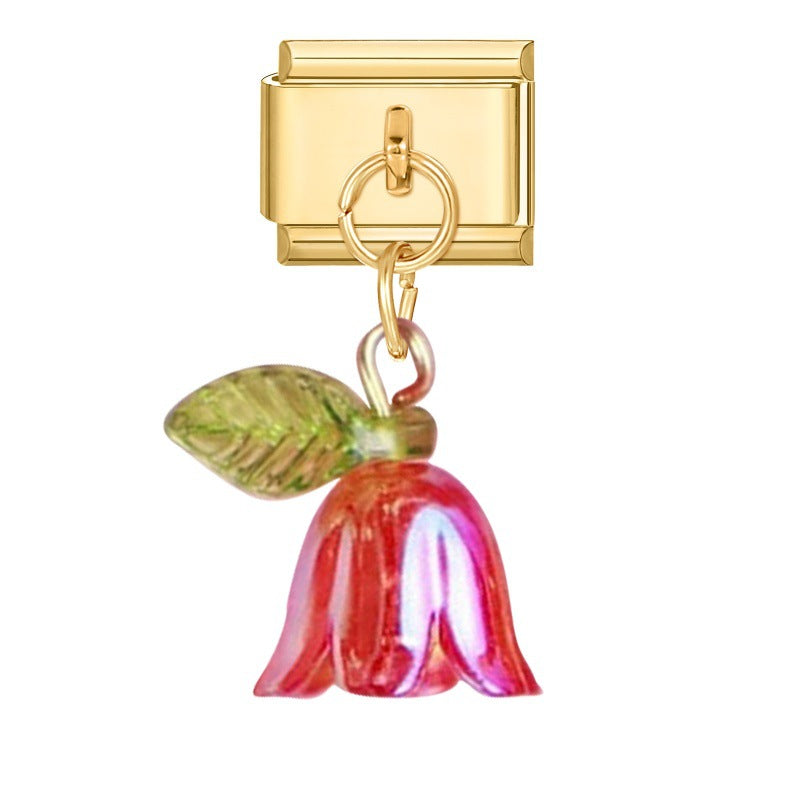 Wholesale 9mm Italian Charm Starter Bracelets DIY flower Single Section Creative Stainless Steel Composable Bracelet