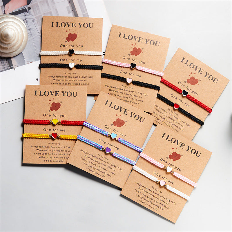 Wholesale dripping heart-shaped woven bracelet