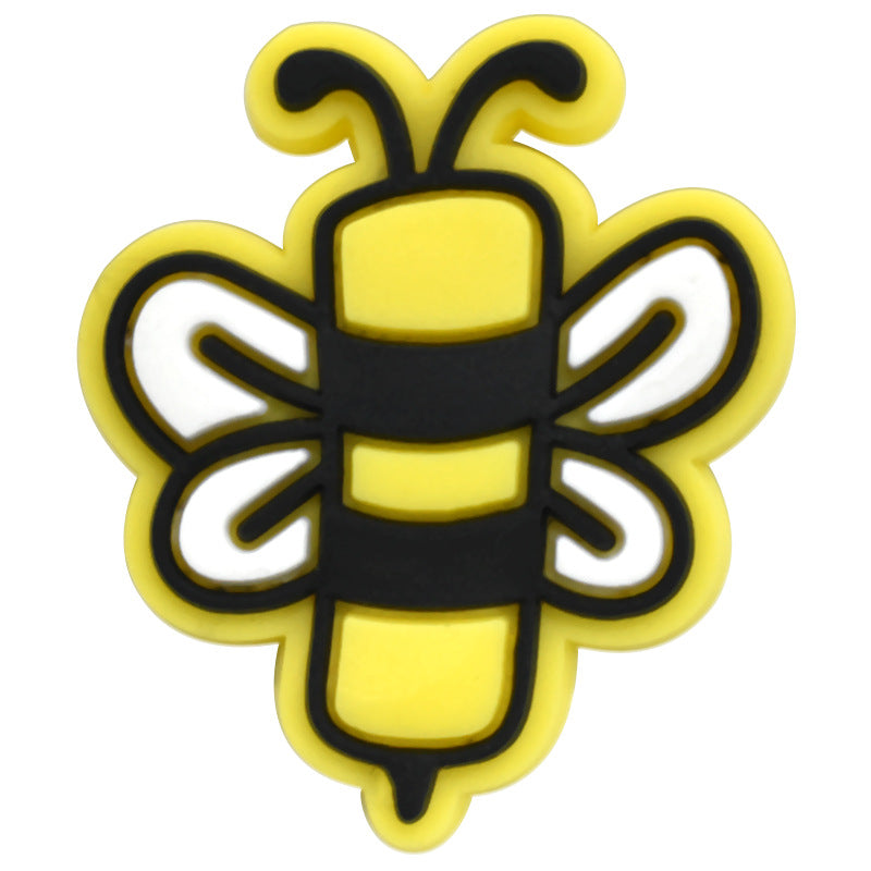 Wholesale Random 100pcs Small Bee PVC Soft Rubber Shoe Buckle Decoration ACC-SC-RYY055