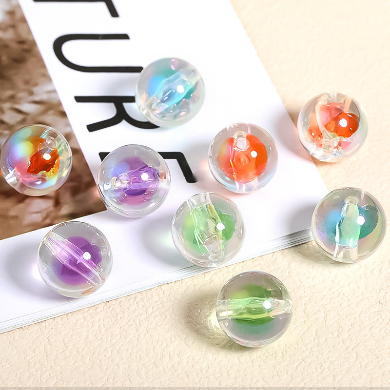 Wholesale of 30pcs Acrylic Bubble Round Beads Dyed Core Lantern Beads DIY Bead Accessories