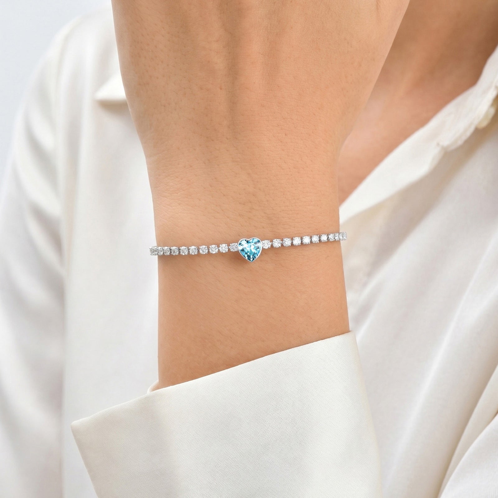 Wholesale Modern January Birthstone Tennis Bracelet Copper Electroplated Women S Chic Jewelry Accessory Gift