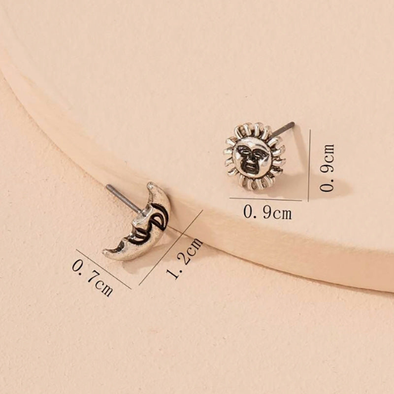 Wholesale  Sun Moon Retro Distressed Earrings