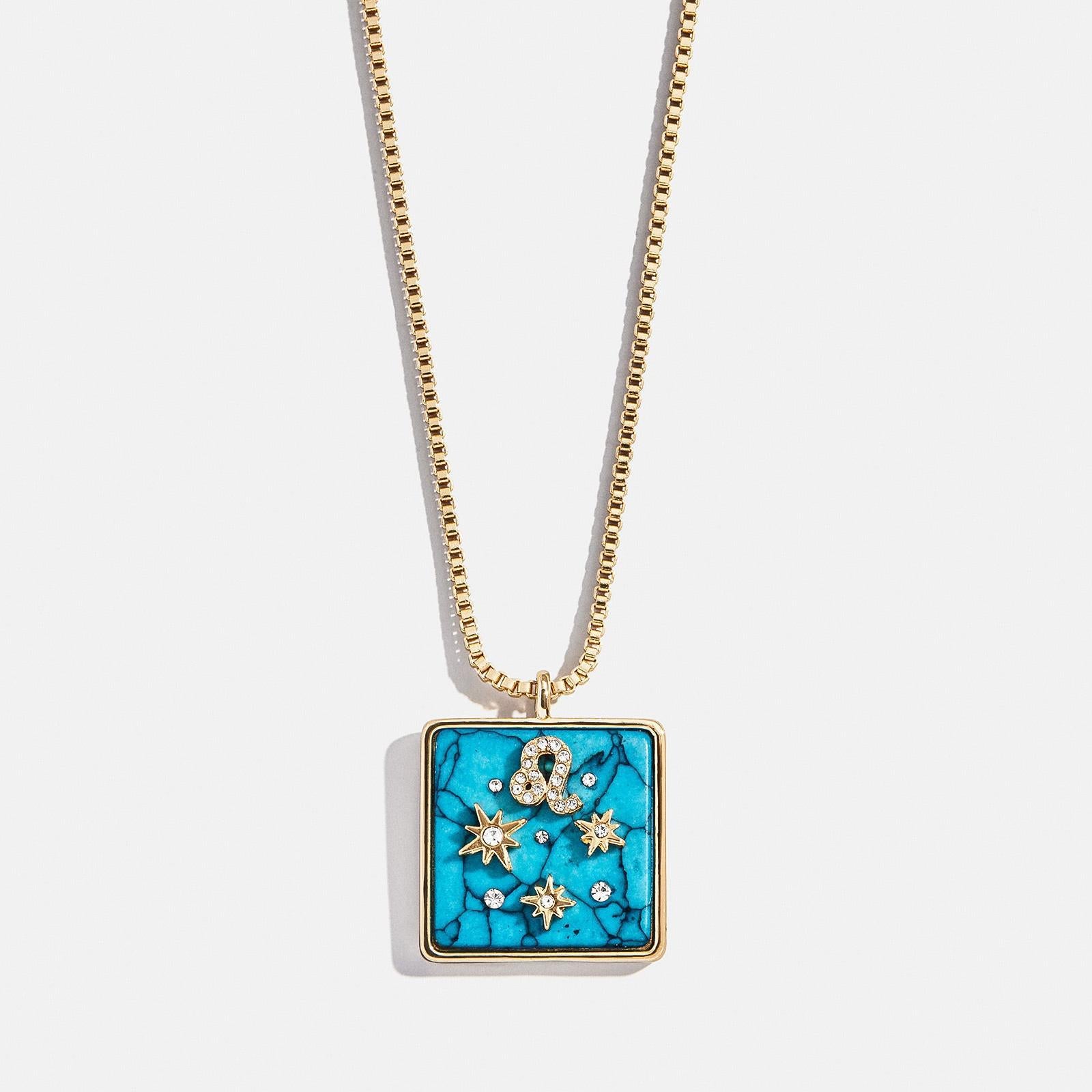 Wholesale Blue Turquoise Zodiac Enamel Stainless Steel Necklace