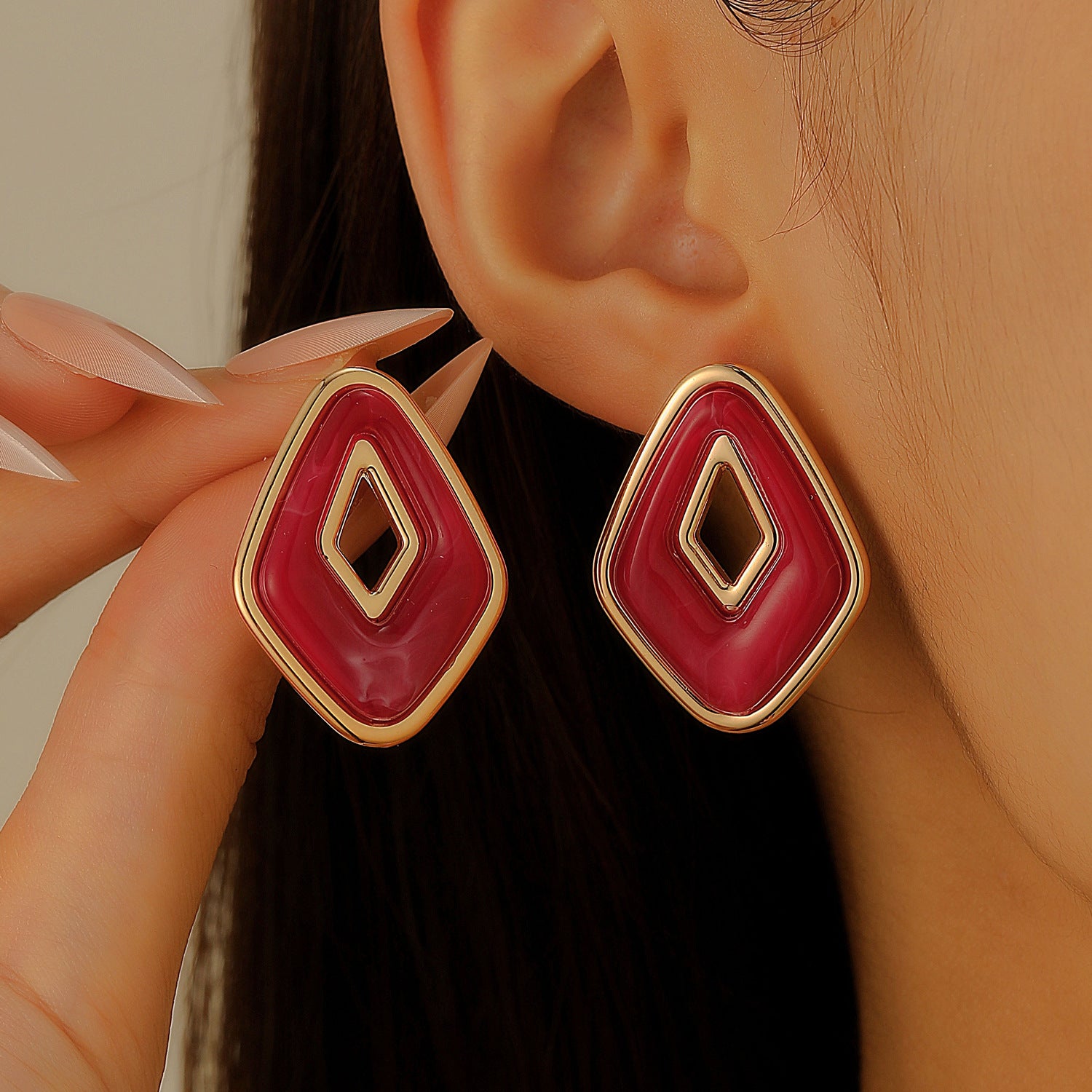 Wholesale Stylish Flower Earrings For Women Double Layer Petal Colorful Dripping Oil Zinc Alloy Everyday Jewelry Accessory