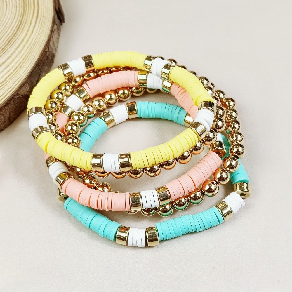 Wholesale Bohemian Retro Ethnic Style Colorful Beaded Acrylic Bracelet ACC-BT-JunJie007