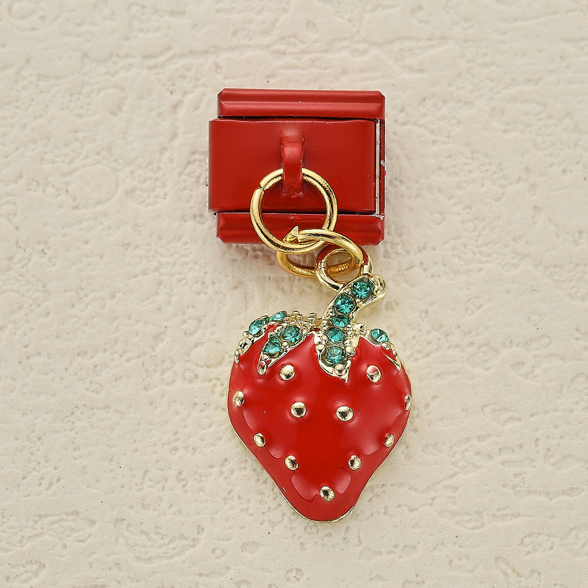 Wholesale 5pcsvCherry Strawberry Watermelon Pendant Red Italian Module DIY Stainless Steel Bracelet Accessories