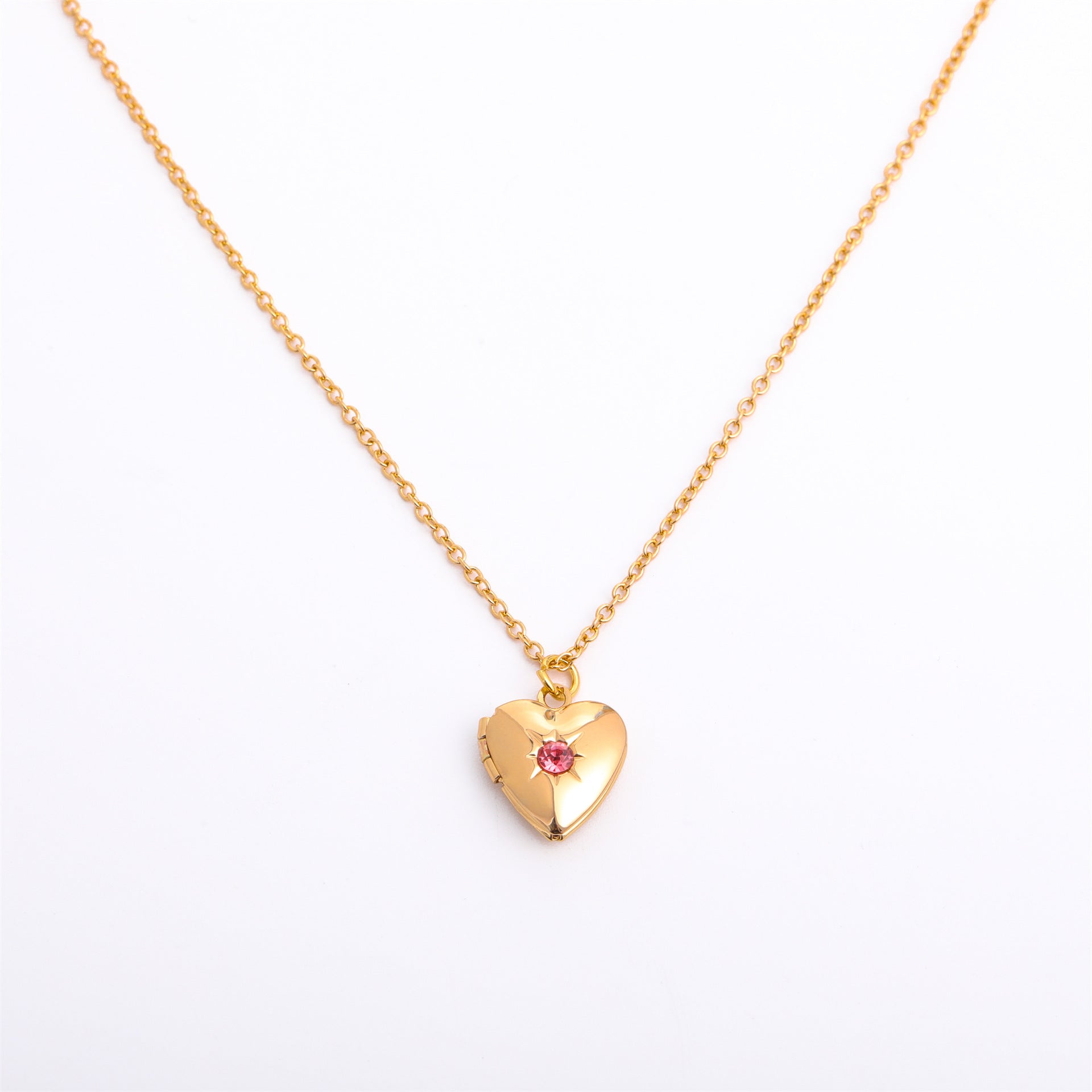 Wholesale December birthday stone heart-shaped opening and closing album necklace